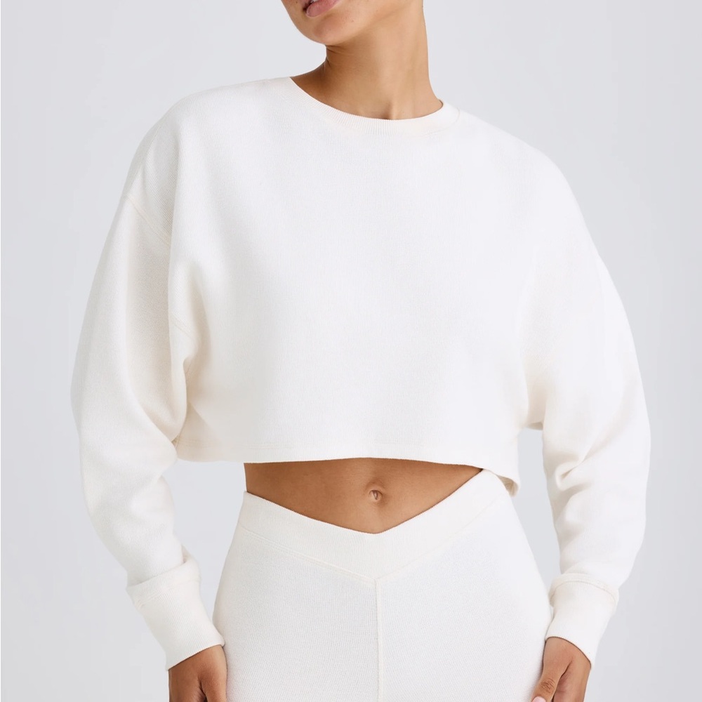 ALO White Cropped Sweatshirt XS